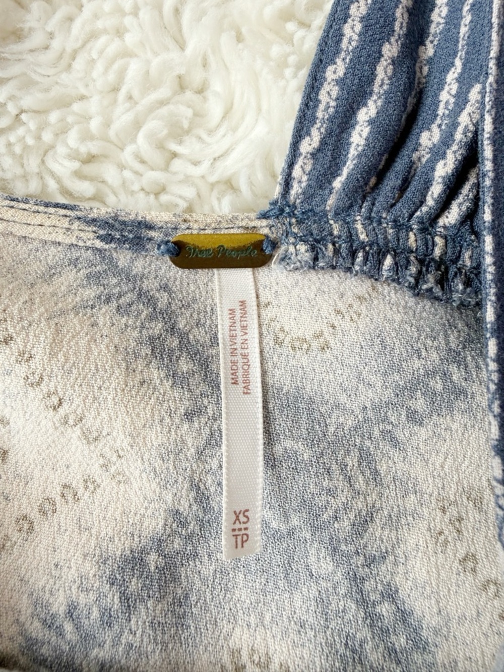 Free People Woman Blue Tie Dye Cami Top XS Boho Folk Festival Coastal Cowgirl - Picture 4 of 7